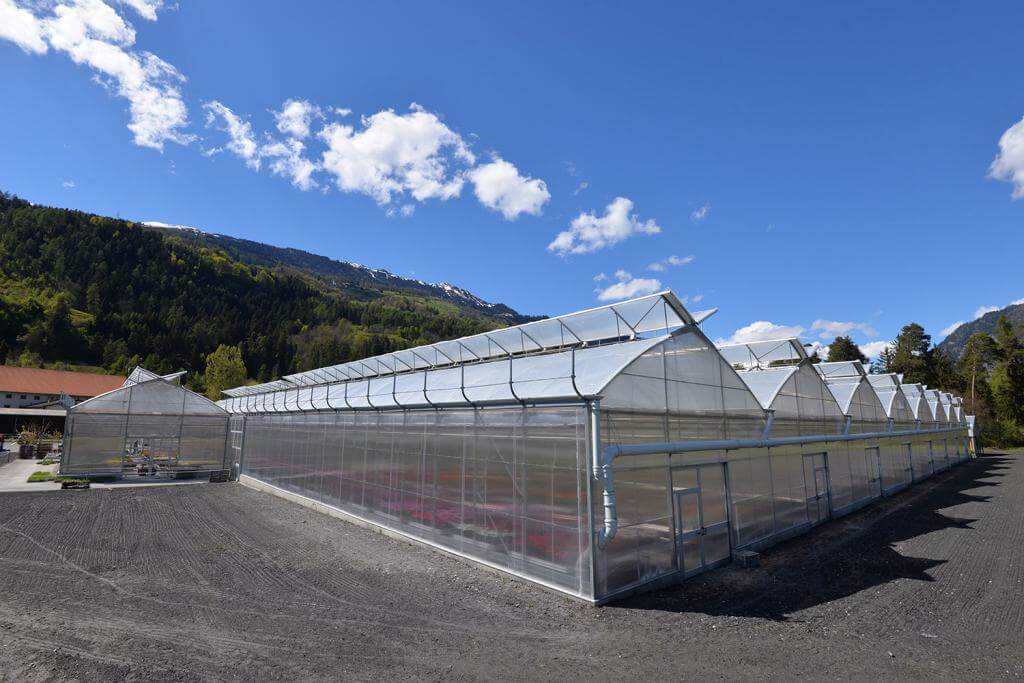 Large-scale greenhouse system installed on agricultural land