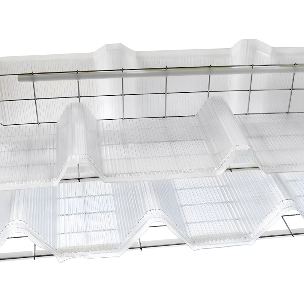 Clear polycarbonate panels with safety‑mesh