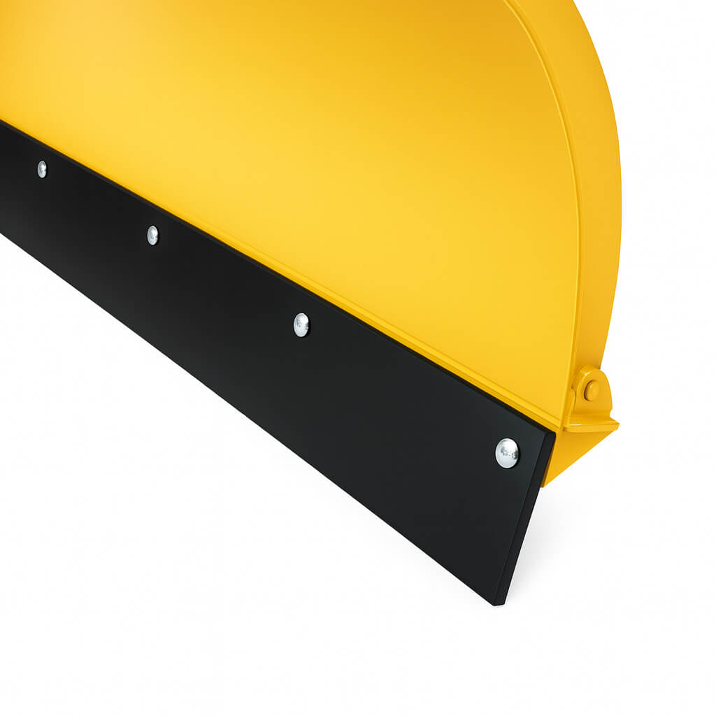 Yellow snow plow with rubber