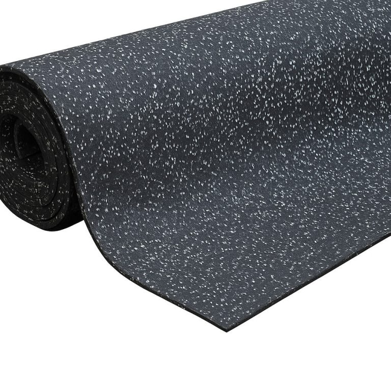 Roll of black rubber floor